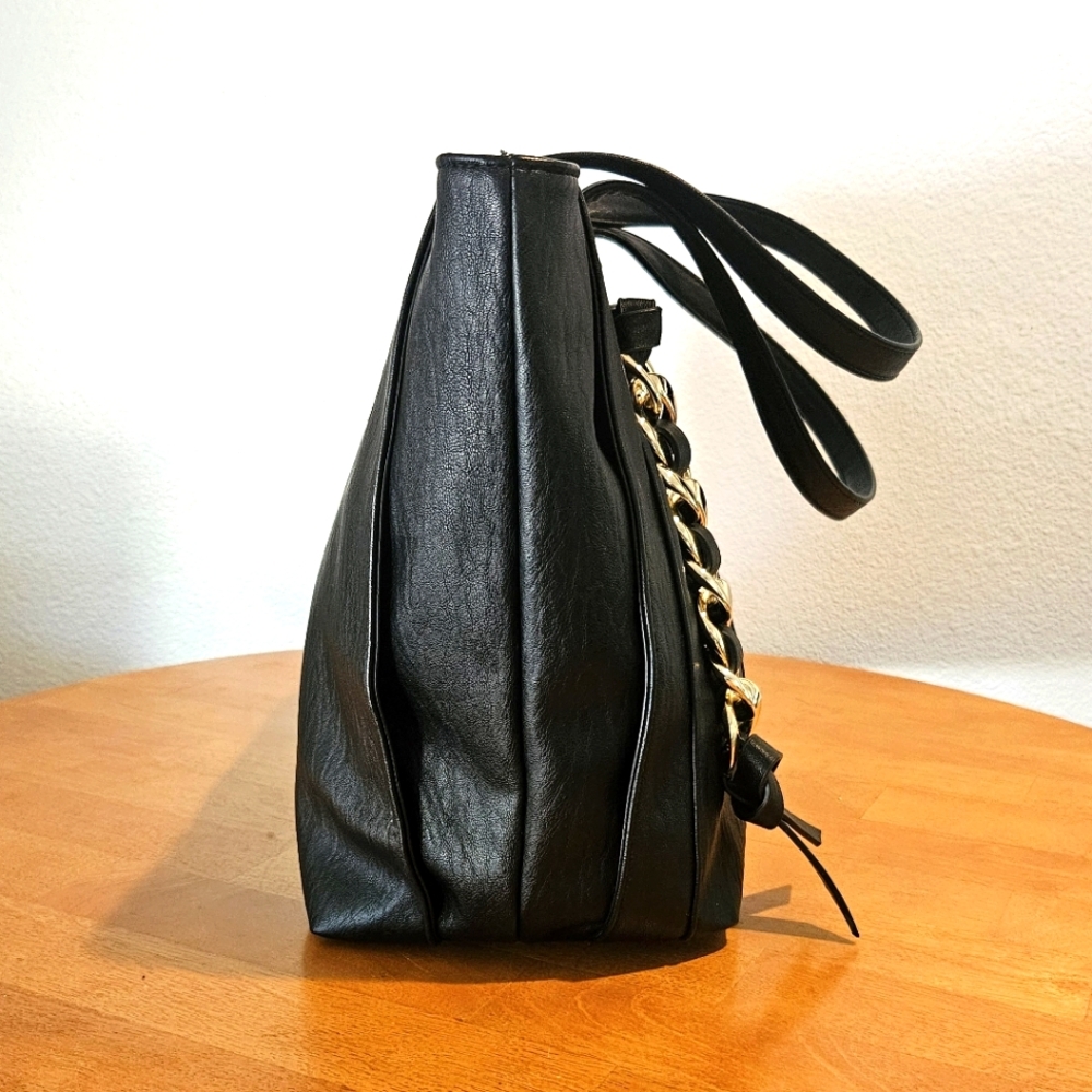 NWOT's - JESSICA SIMPSON - Cute Large Black Tote with Gold Accents. - Picture 4 of 9